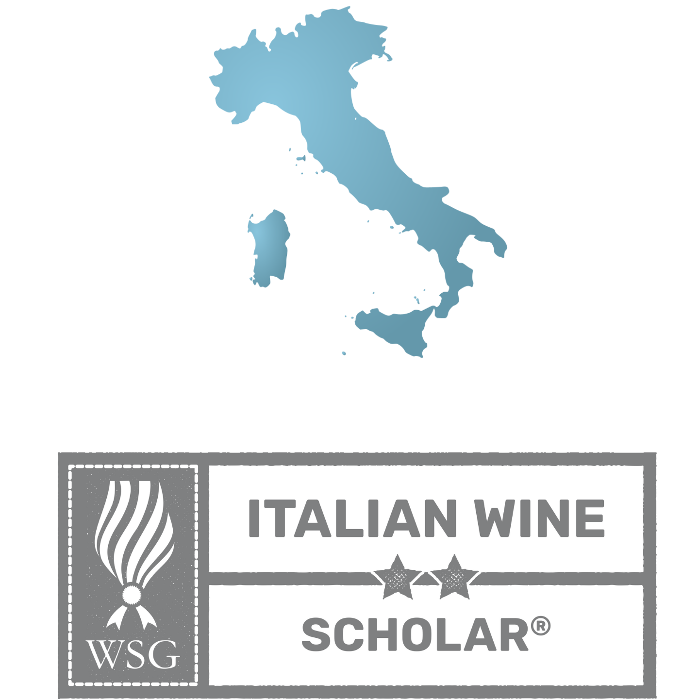 WSG Italian Wine Scholar Map outlining without additional regional detail