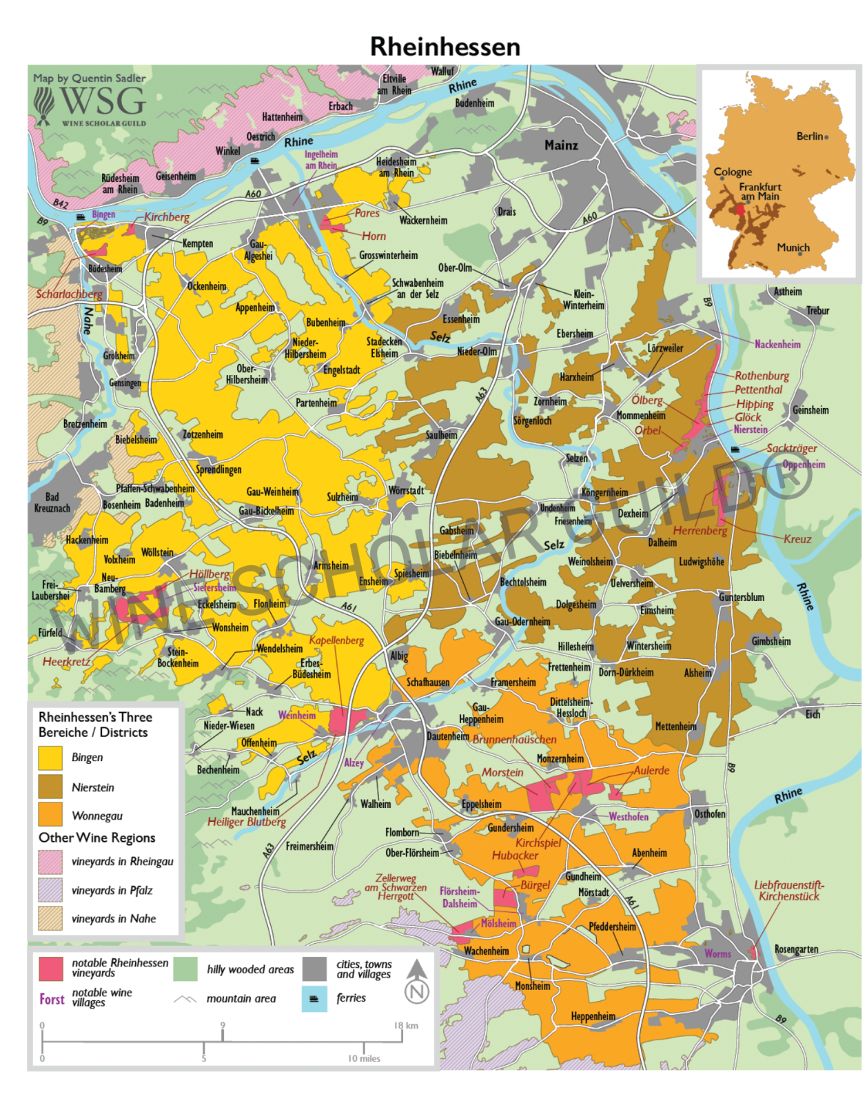 Map of Rheinhessen wine regions