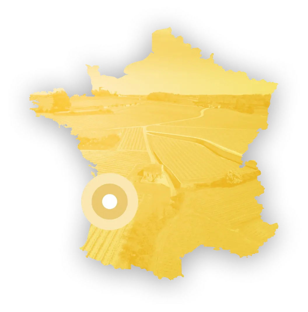 Map of France highlighting the Bordeaux region