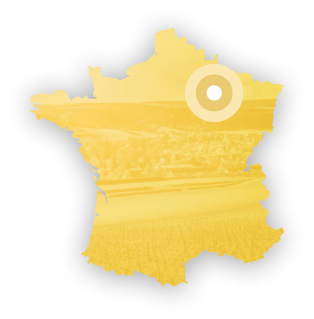 Map of France highlighting the Champagne region