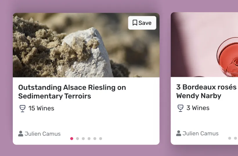 Wine list displaying available wines and selections